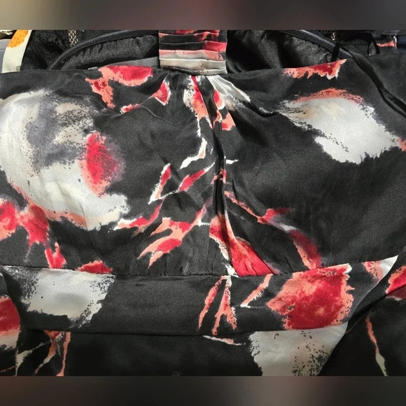 Vintage Donna Ricco 100% Silk Black Floral Print Mini Halter Dress, Lined, EUC! - Picture 6 of 11